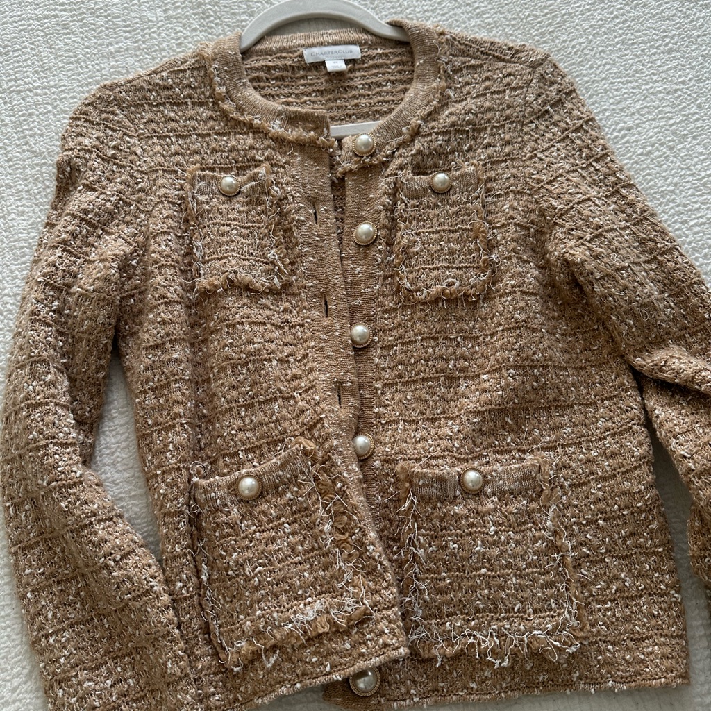 Charter Club Brown Textured Sweater